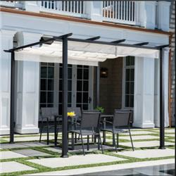 Reed Aluminum & Steel Pergola with Adjustable Sling Canopy&#44; Gray