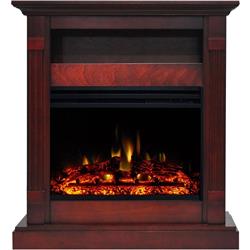 Cam3437-1chrlg3 34 In. Electric Fireplace Heater In Cherry With Mantel, Enhanced Log Display & Remote Control