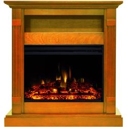 Cam3437-1teklg3 34 In. Electric Fireplace Heater With Teak Mantel & Enhanced Log Display