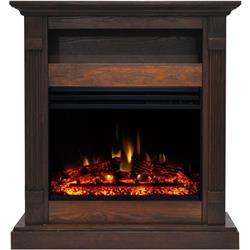 Cam3437-1wallg3 34 In. Sienna Electric Fireplace Heater In Walnut With Mantel, Enhanced Log Display & Remote Control