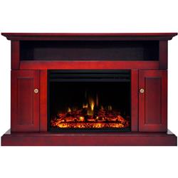 Cam5021-2chrlg3 47 In. Electric Fireplace Heater With Tv Stand, Enhanced Log Display & Remote Control, Cherry