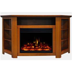 Cam5630-1teklg3 56 In. Electric Fireplace Heater With Corner Tv Stand, Teak