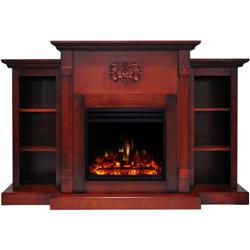 Cam7233-1chrlg3 Electric Fireplace Heater With 72 In. Cherry Mantel, Bookshelves, Enhanced Log Display