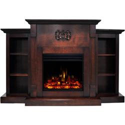 Cam7233-1mahlg3 Electric Fireplace Heater With 72 In. Mahogany Mantel, Bookshelves, Enhanced Multi-color Log Display