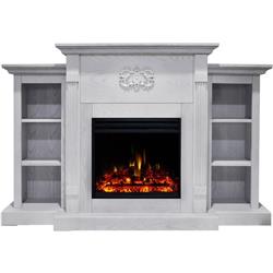 Cam7233-1whtlg3 72 In. Electric Fireplace Heater In White With Mantel