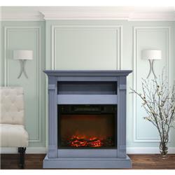 Cam3437-1sbl 34 In. 1500w Electric Fireplace With Log Insert & Slate Blue Mantel