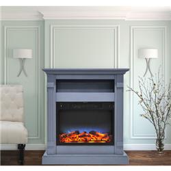 Cam3437-1sblled 34 In. Electric Fireplace With Multi-color Led Insert & Slate Blue Mantel