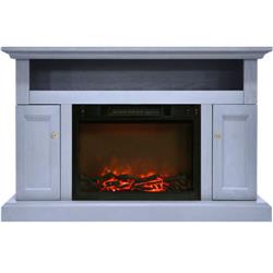 Cam5021-2sbl Electric Fireplace With 1500w Log Insert & 47 In. Entertainment Stand In Slate Blue