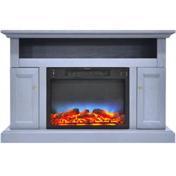 Cam5021-2sblled Electric Fireplace With Multi-color Led Insert & 47 In. Entertainment Stand In Slate Blue