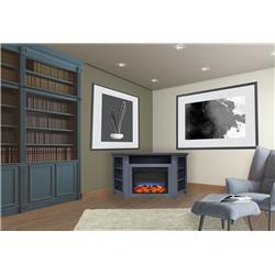 Cam5630-1sblled 56 In. Electric Corner Fireplace In Slate Blue With Led Multi-color Display
