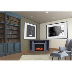 Cam5630-1sbllg2 56 In. Electric Corner Fireplace In Slate Blue With Enhanced Fireplace Display