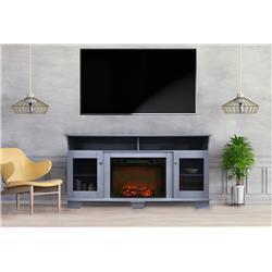 Cam6022-1sbl 59 In. Electric Fireplace In Slate Blue With Entertainment Stand & Charred Log Display