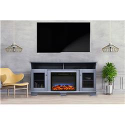 Cam6022-1sblled 59 In. Electric Fireplace In Slate Blue With Entertainment Stand & Multi-color Led Flame Display