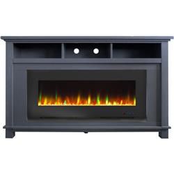 Cam5735-1sbl Electric Fireplace Tv Stand In Slate Blue With Color-changing Led Flames & Crystal Rock Display