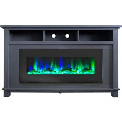 Cam5735-2sbl Fireplace Entertainment Stand In Slate Blue With 50 In. Color-changing Fireplace Insert & Driftwood Log Display