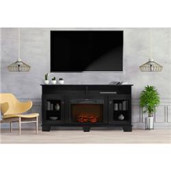 Cam6022-1cof 59 In. Electric Fireplace In Black Coffee With Entertainment Stand & Charred Log Display