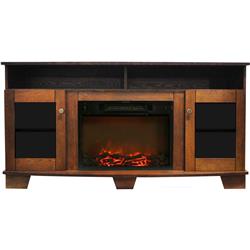 Cam6022-1wal 59 In. Electric Fireplace In Walnut With Entertainment Stand & Charred Log Display