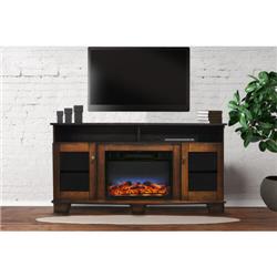 Cam6022-1walled 59 In. Electric Fireplace In Walnut With Entertainment Stand & Multicolor Led Flame Display