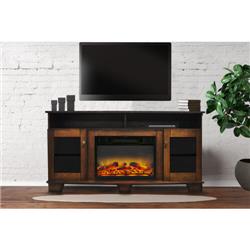 Cam6022-1wallg2 59 In. Electric Fireplace In Walnut With Entertainment Stand & Enhanced Log Display