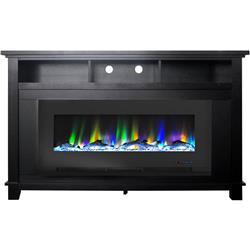 Cam5735-2blk San Jose Fireplace Entertainment Stand With 50 In. Color Changing Fireplace Insert & Driftwood Log Display, Black