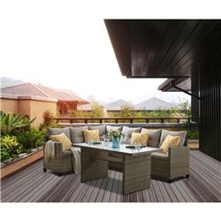 Aml3pc-gry Amelia Wicker Outdoor Sectional Set With Gray Cushions - 3 Piece