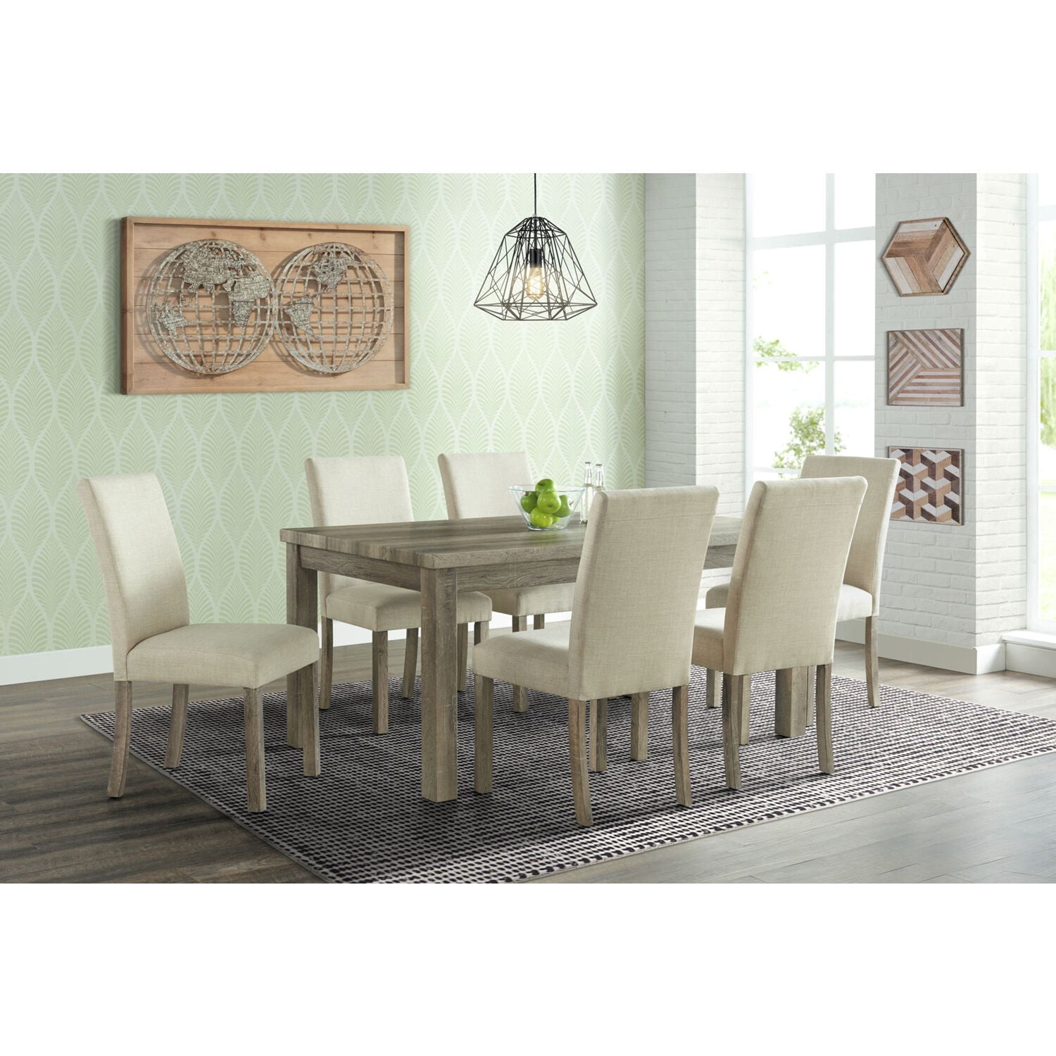 Cmf 982003-7pc-rus Wyeth Dining Set With Table & 6 Fabric Side Chairs - 7 Piece