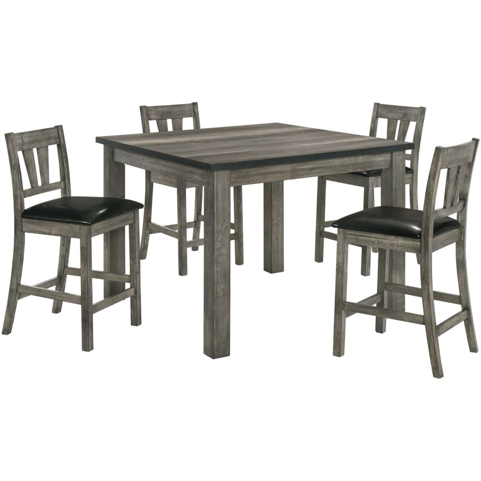 Cmf 982006-pu5pc-wg Counter Height Table - 4 Faux Leather Chairs Dining Set - 5 Piece