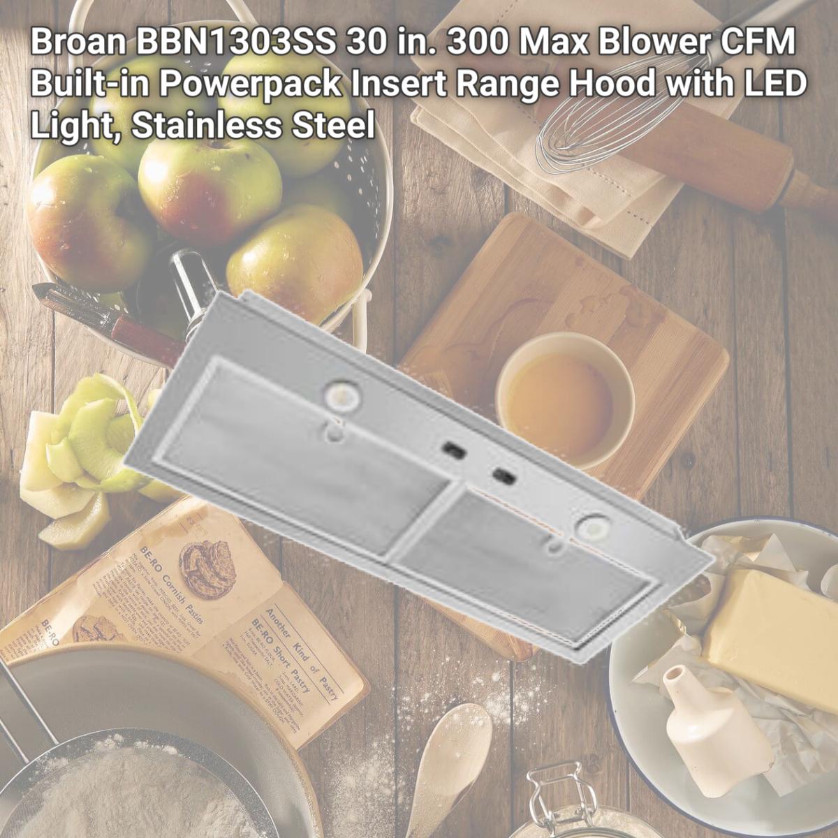 Picture of Broan BBN1303SS 30 in. 300 Max Blower CFM Built-in Powerpack Insert Range Hood with LED Light, Stainless Steel