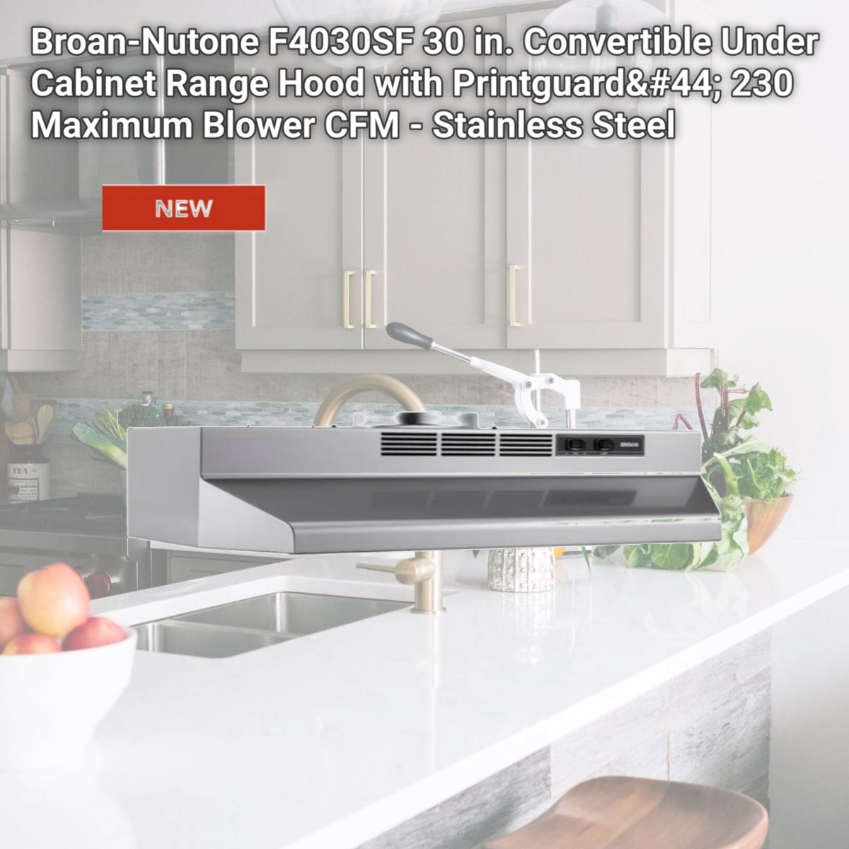 Picture of Broan-Nutone F4030SF 30 in. Convertible Under Cabinet Range Hood with Printguard, 230 Maximum Blower CFM - Stainless Steel