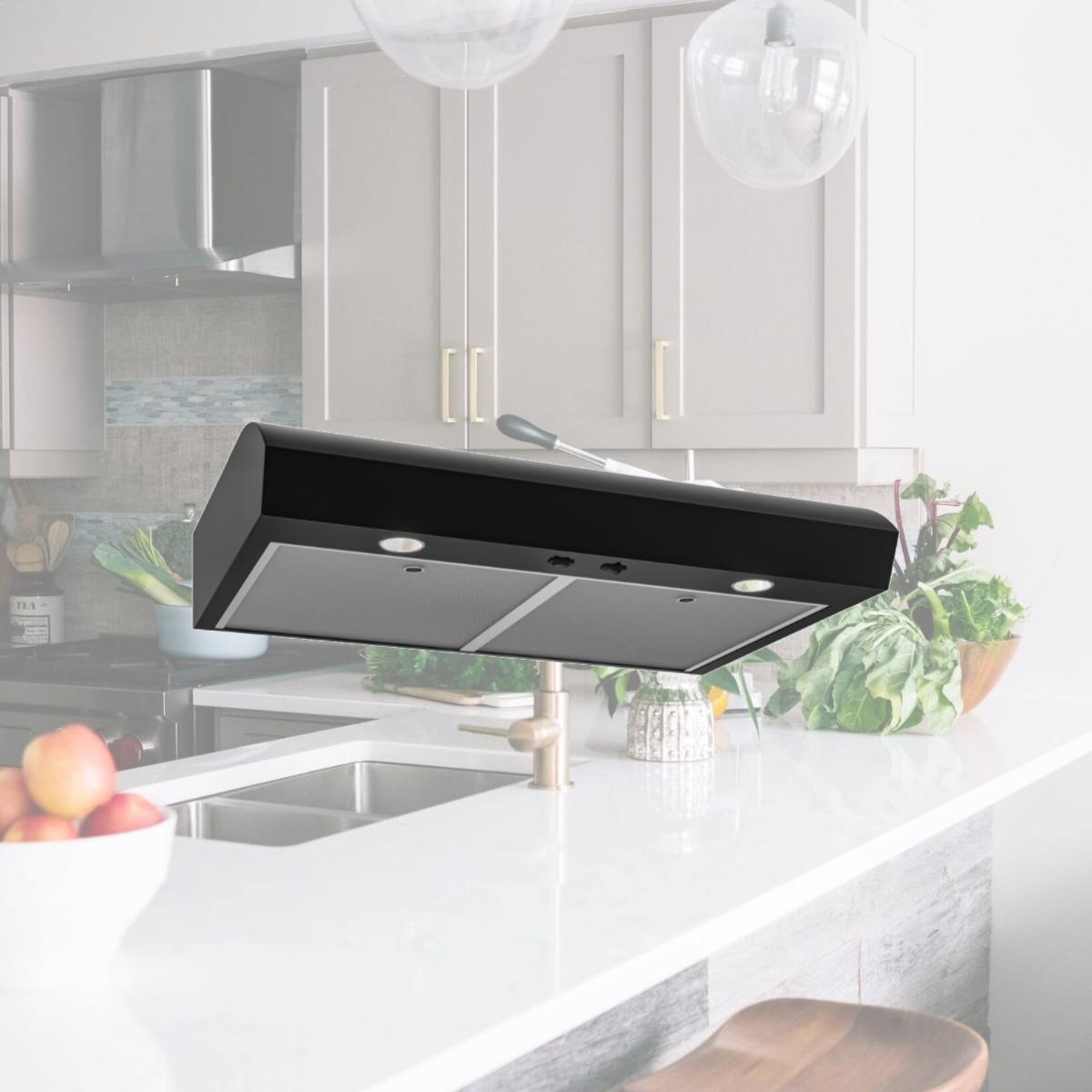 Picture of Broan MTR1303BL 30 in. Under Cabinet Range Hood, Energy Star, 350 Max Blower CFM - Bright 1-Level - Black