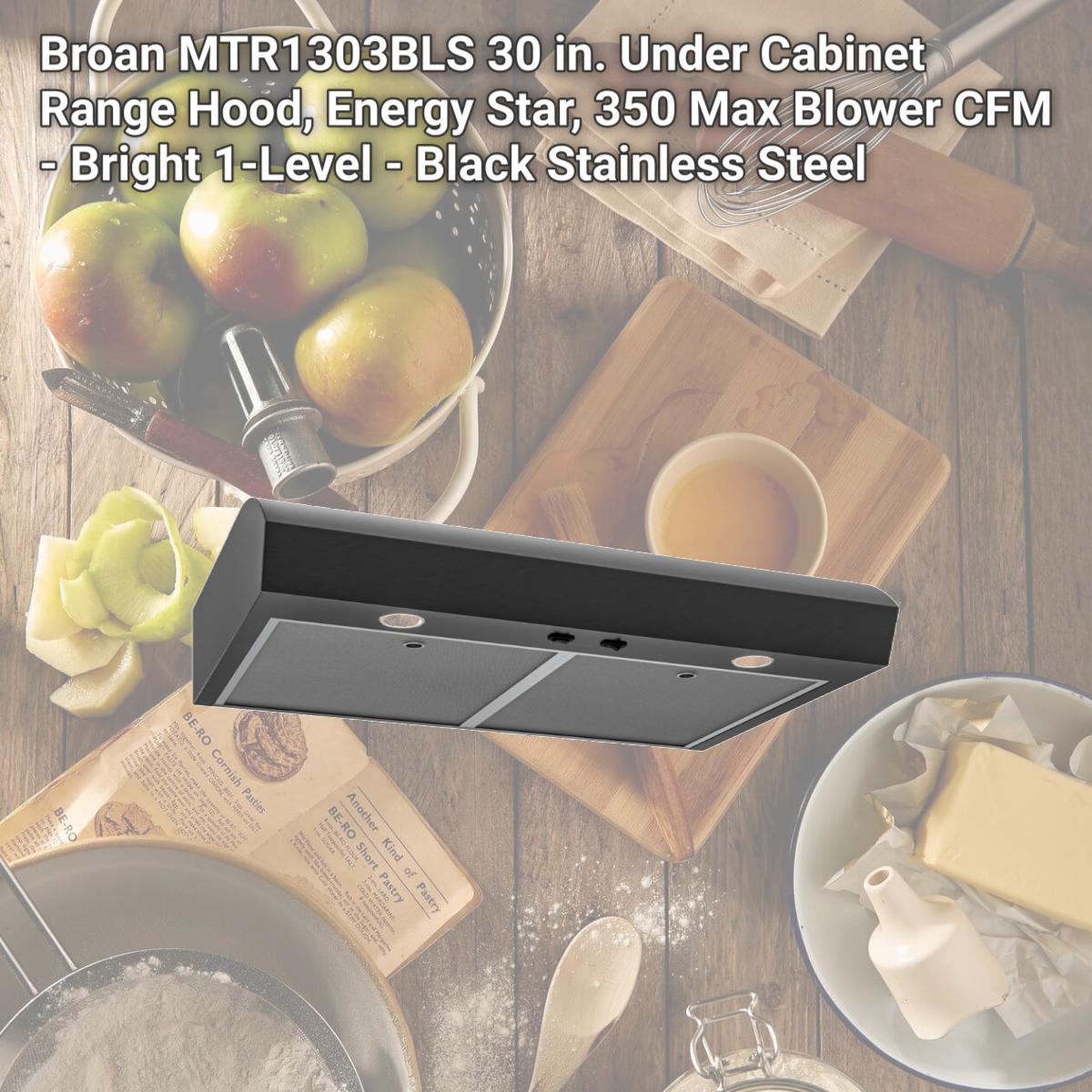 Picture of Broan MTR1303BLS 30 in. Under Cabinet Range Hood, Energy Star, 350 Max Blower CFM - Bright 1-Level - Black Stainless Steel
