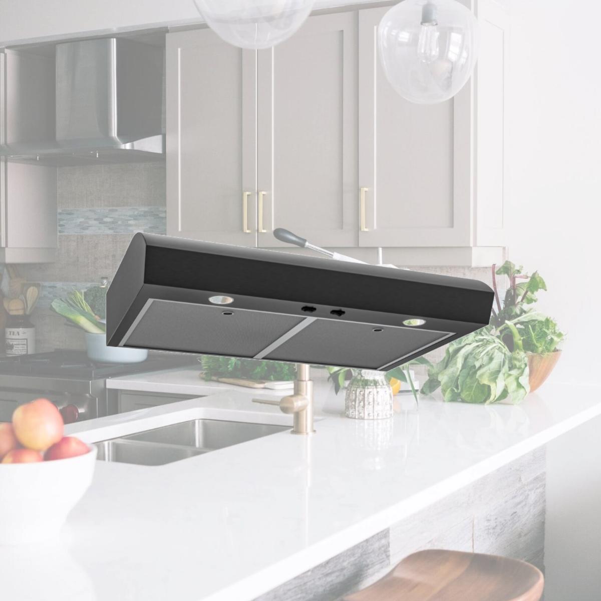 Picture of Broan MTR1303BLS 30 in. Under Cabinet Range Hood, Energy Star, 350 Max Blower CFM - Bright 1-Level - Black Stainless Steel
