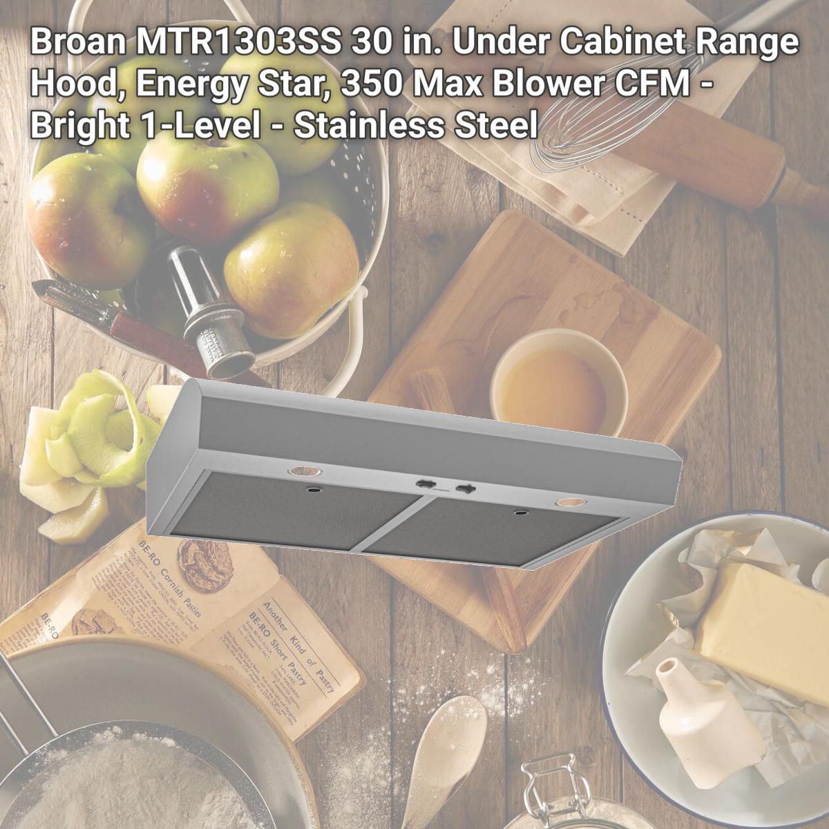 Picture of Broan MTR1303SS 30 in. Under Cabinet Range Hood, Energy Star, 350 Max Blower CFM - Bright 1-Level - Stainless Steel
