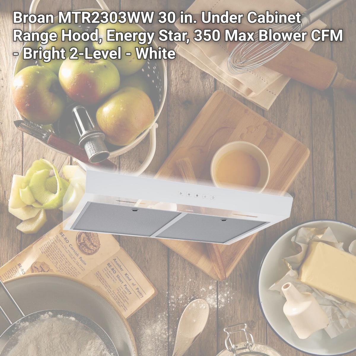Picture of Broan MTR2303WW 30 in. Under Cabinet Range Hood, Energy Star, 350 Max Blower CFM - Bright 2-Level - White
