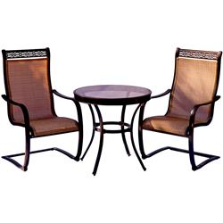 Mondn3pcspg Monaco Bistro Set With Spring Sling Chairs & Glass-top Table - 3 Piece