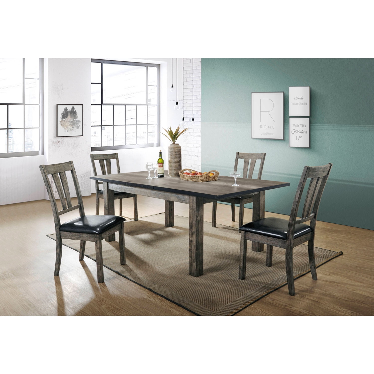 99001-pu5pc1-wg 30 X 78 X 42 In. Drexel Dining Table With 4 Pu Side Chairs, 5 Piece