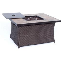 Coffeetblfp-tile Woven Coffee Table Fire Pit With Porcelain Tile Top & Lid