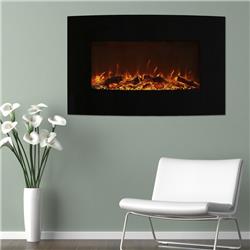 Cam19vwmef-1blk 19.5 In. Curved Vertical Color Changing Wall Mount Electric Fireplace, Black