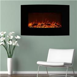 Cam19vwmef-2blk 19.5 In. Curved Vertical Color Changing Wall Mount Electric Fireplace, Two Black