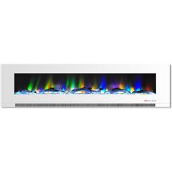 Cam78wmef-2wht 78 In. Color Changing Wall Mount Electric Fireplace, Two White
