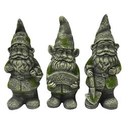 Alpine Corp Kgd104abb 8 In. Moss Rock Gnomes Statuary Assorted - Tray Of 9