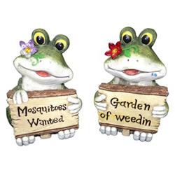 Alpine Corp Wqa588abb Frogs With Flowers Holding Signs Statue Pack Of 4