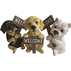 Alpine Corp Slv236abb Welcome Dog Statuary - Assorted Tray Of 6