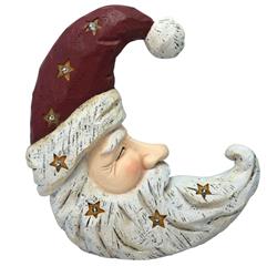Alpine Corp Beh126hh-tm Christmas Santa Moon Face Light Up Statue Wall With Try Me Button