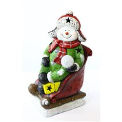 Alpine Corp Ajy344 Snowman On Sleigh With 3 Led Lights