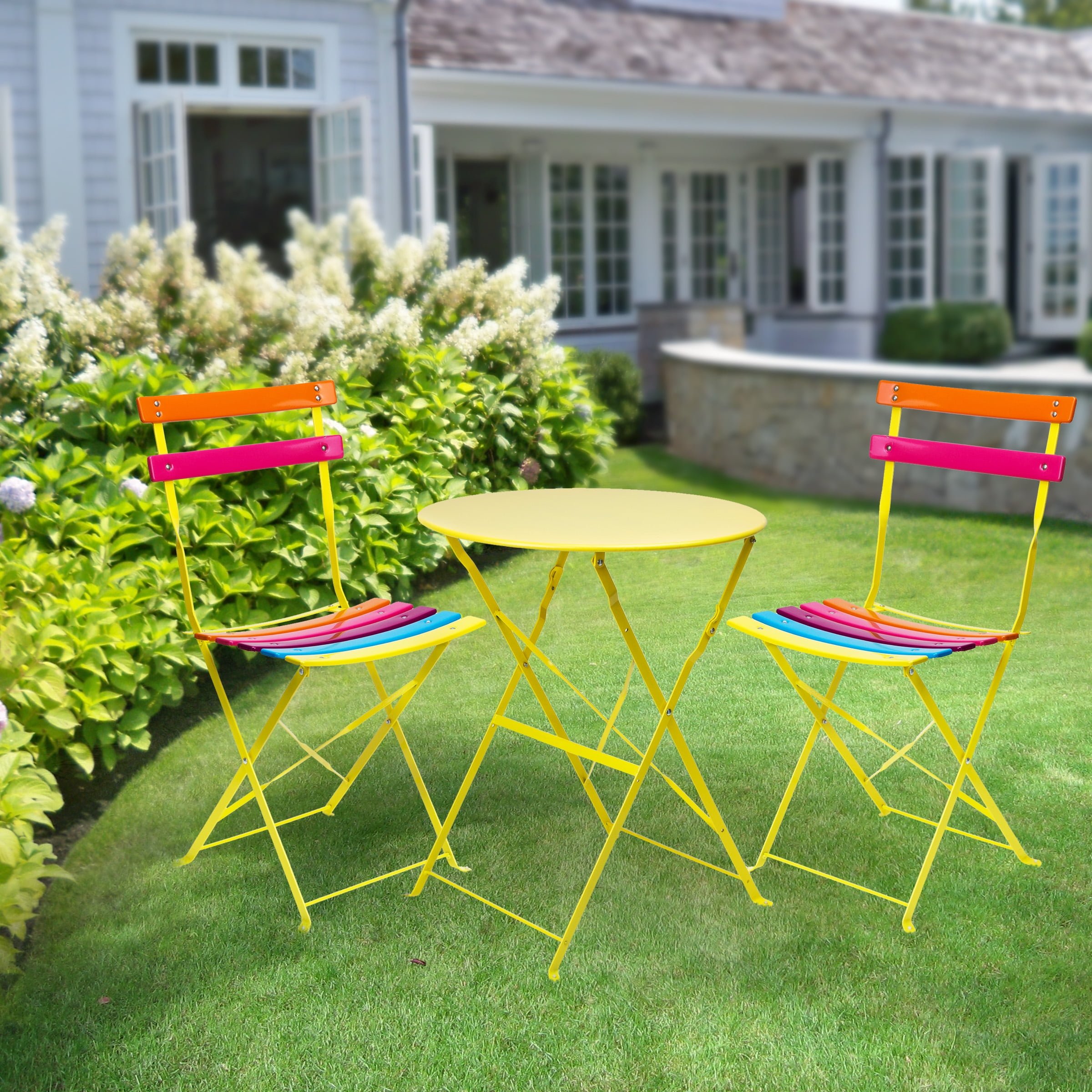Corp Rainbow Metal Bistro Set - Table & 2 Chairs