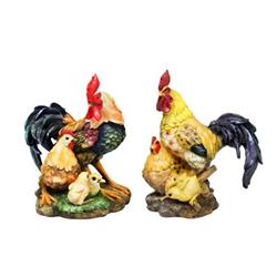 Alpine Corp Zen378a Rooster Family Statue Assorted Master, Assorted - Pack Of 4