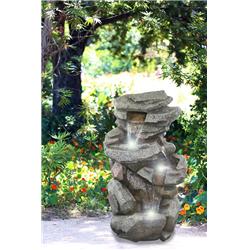 Alpine Corp Win1184 40 In. Alpine Corp Rock Locking 5-tier Cascading Fountain With Led Lights