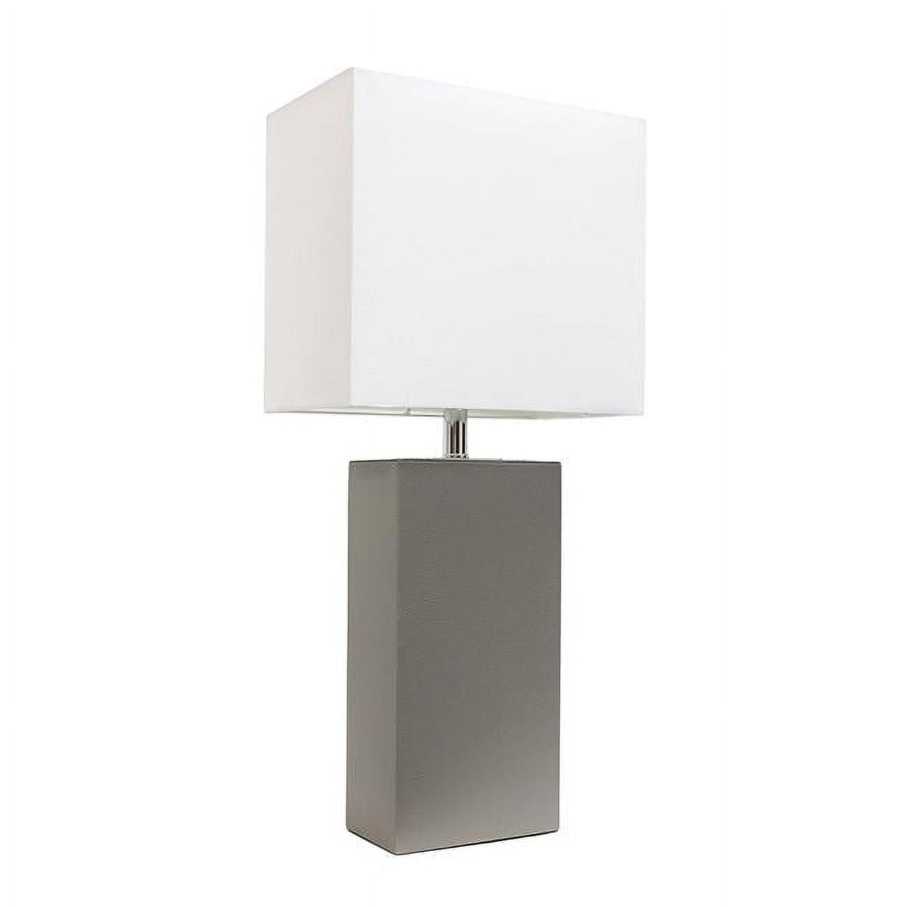 Modern Leather Table Lamp, Gray