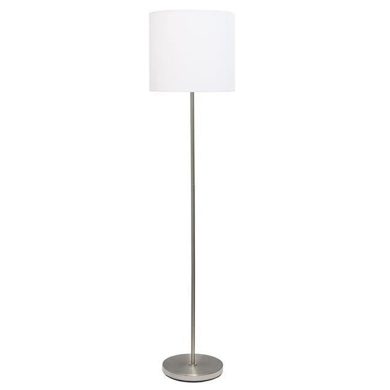 Alltherages Lf2004-wht Brushed Nickel Drum Shade Floor Lamp, White